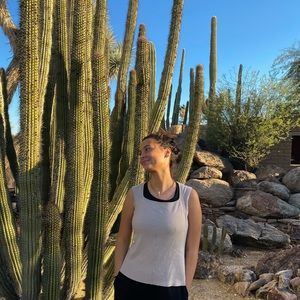 Natural brown square neck tank